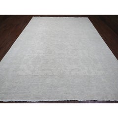 10'x13' White Stone Washed Peshawar All Over Pattern Hand Knots Rugs