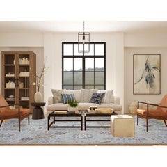 10'x13'10" Beige Soft Wool Hand Knotted Fine Peshawar Suzani Design Oriental Rug