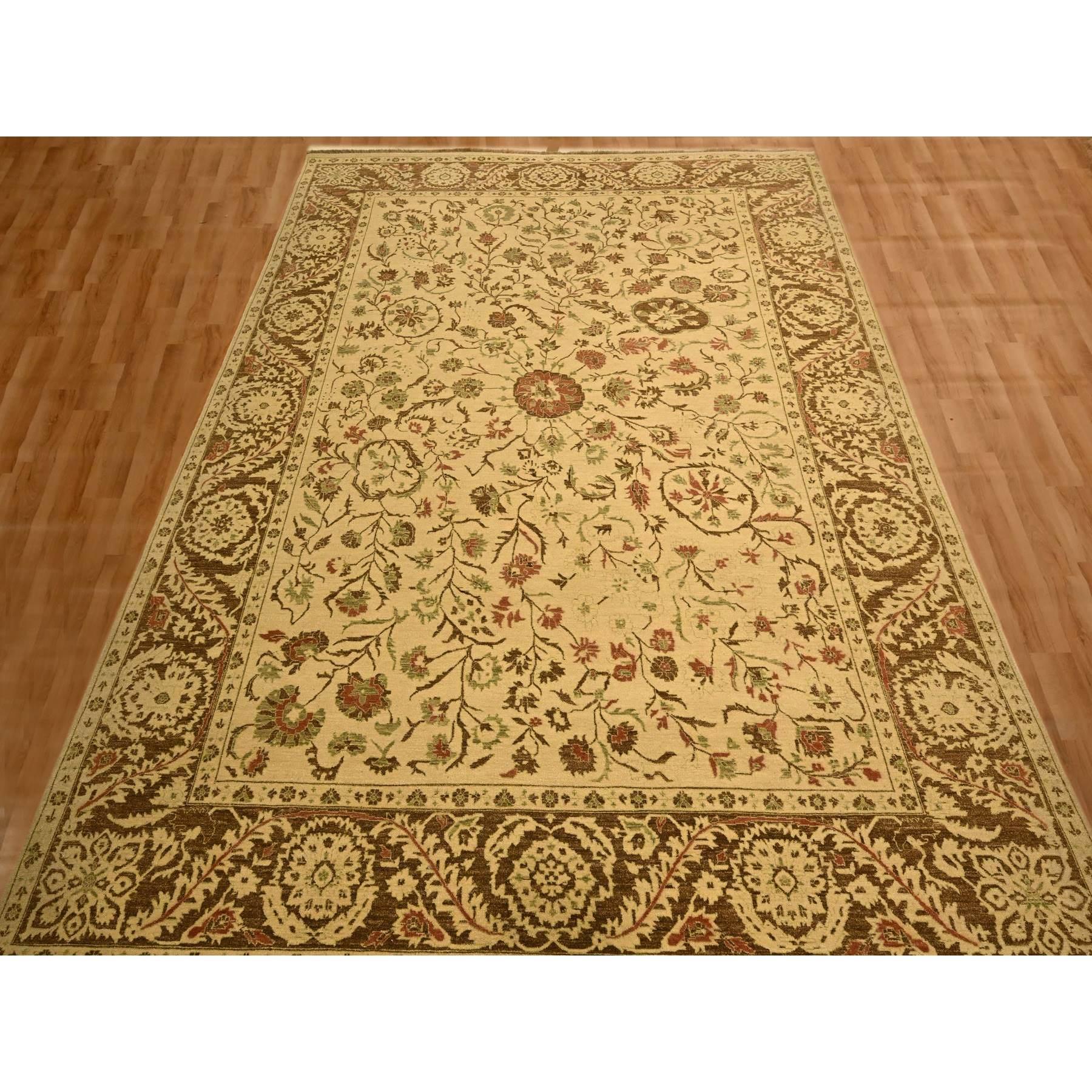 Biscotti Brown, Agra, All Over Leaf Design, Zero Pile, 100% Wool, Hand Knotted, Vegetable Dyes, Oriental Rug
Primary materials: Wool
Latex: No Pile 
height: 0.25 Inches
Style: Transitional
Primary color: Brown
Secondary colors: Green, Red
Pattern: