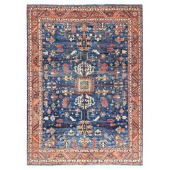 10'x13'10" Blue Aryana Collection Heriz All Over Design Hand Knotted Wool Rug