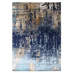 10
x13
10" Blue with Gold Modern Mosaic Design Hand Knotted Wool and Silk Rug