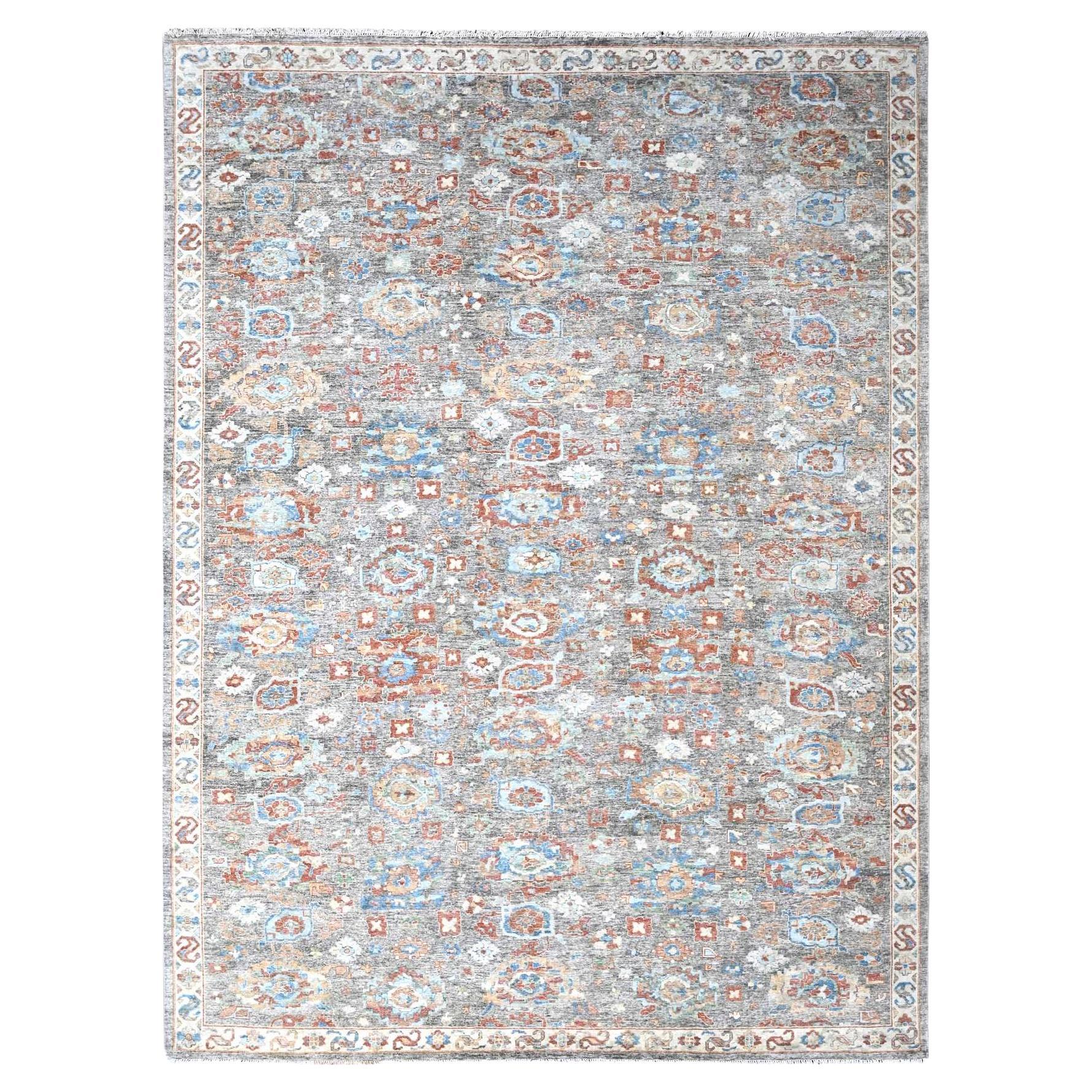 Alfombra de lana anudada a mano con diseño Ziegler Mahal Persa Marrón Antiguo 10'x13'10