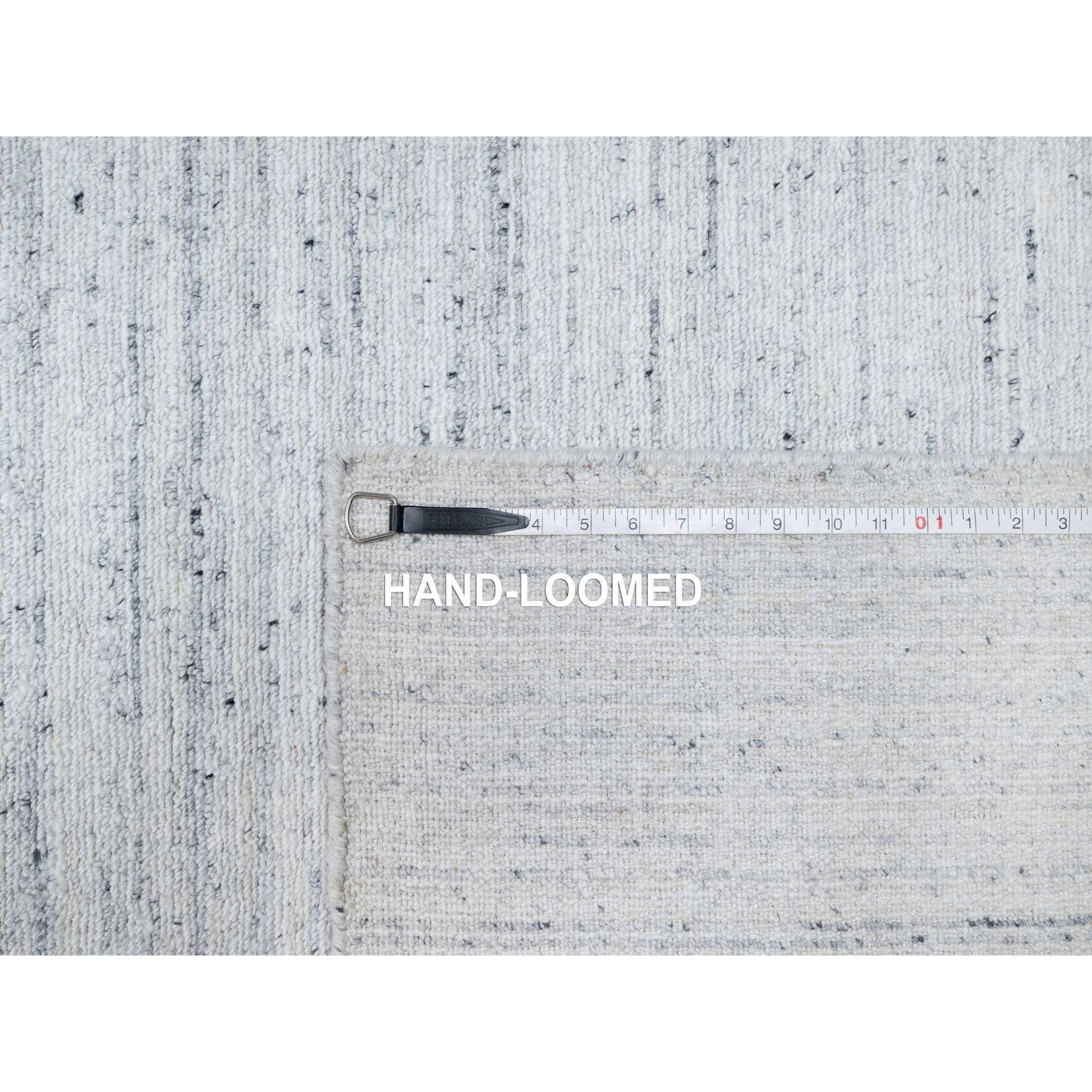 10'x13'10' Frost Gray Hand Loomed Modern Striae Design Tone on Tone Wool Rug For Sale 5