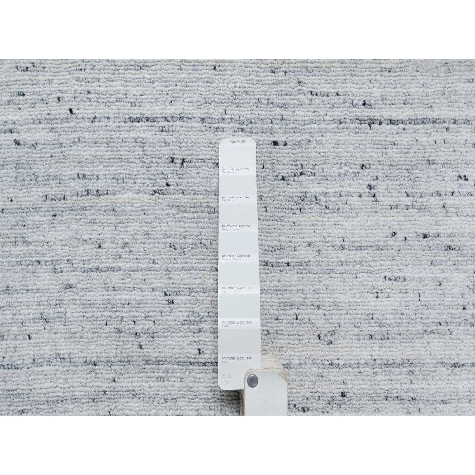 10'x13'10' Frost Gray Hand Loomed Modern Striae Design Tone on Tone Wool Rug For Sale 1