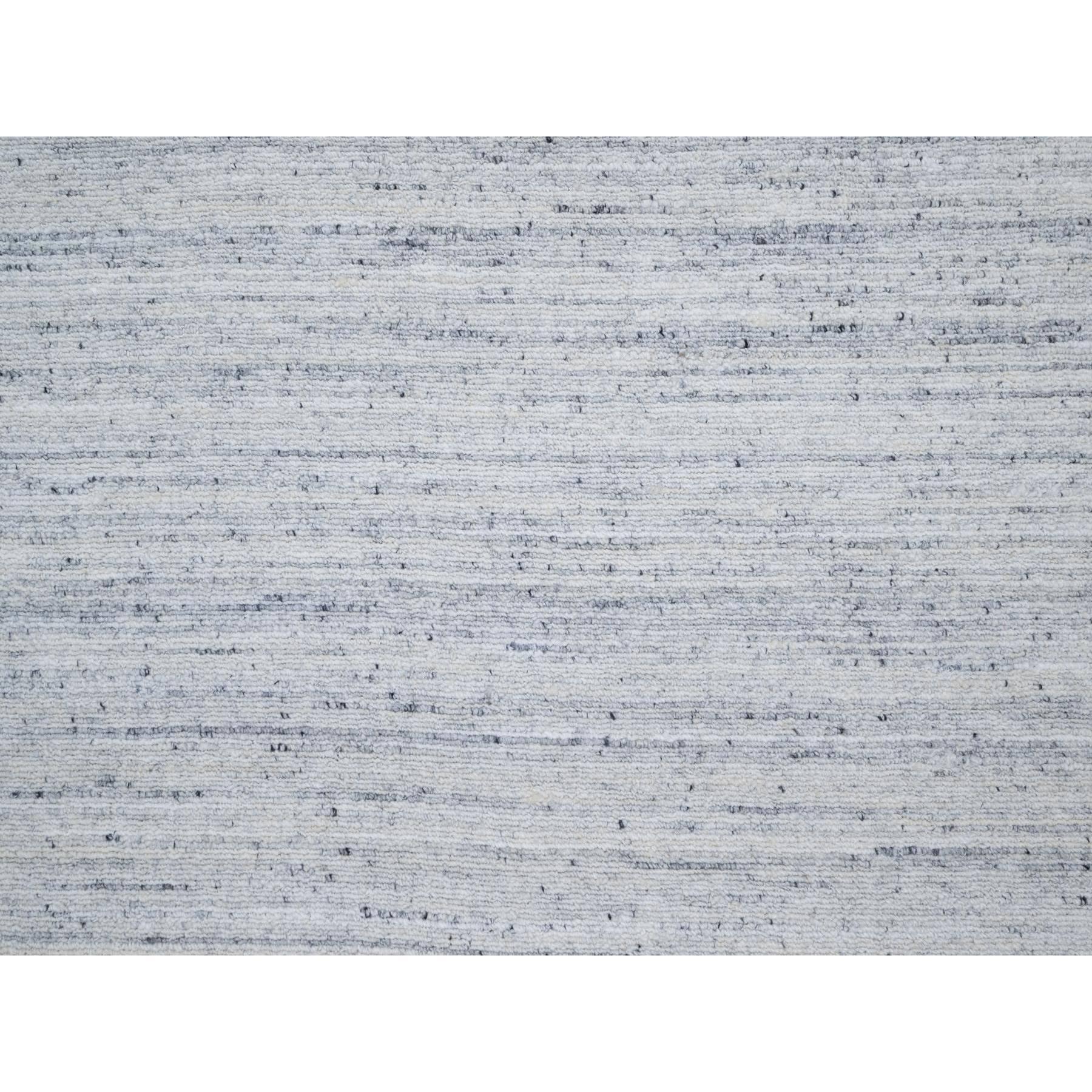 10'x13'10' Frost Gray Hand Loomed Modern Striae Design Tone on Tone Wool Rug For Sale 2