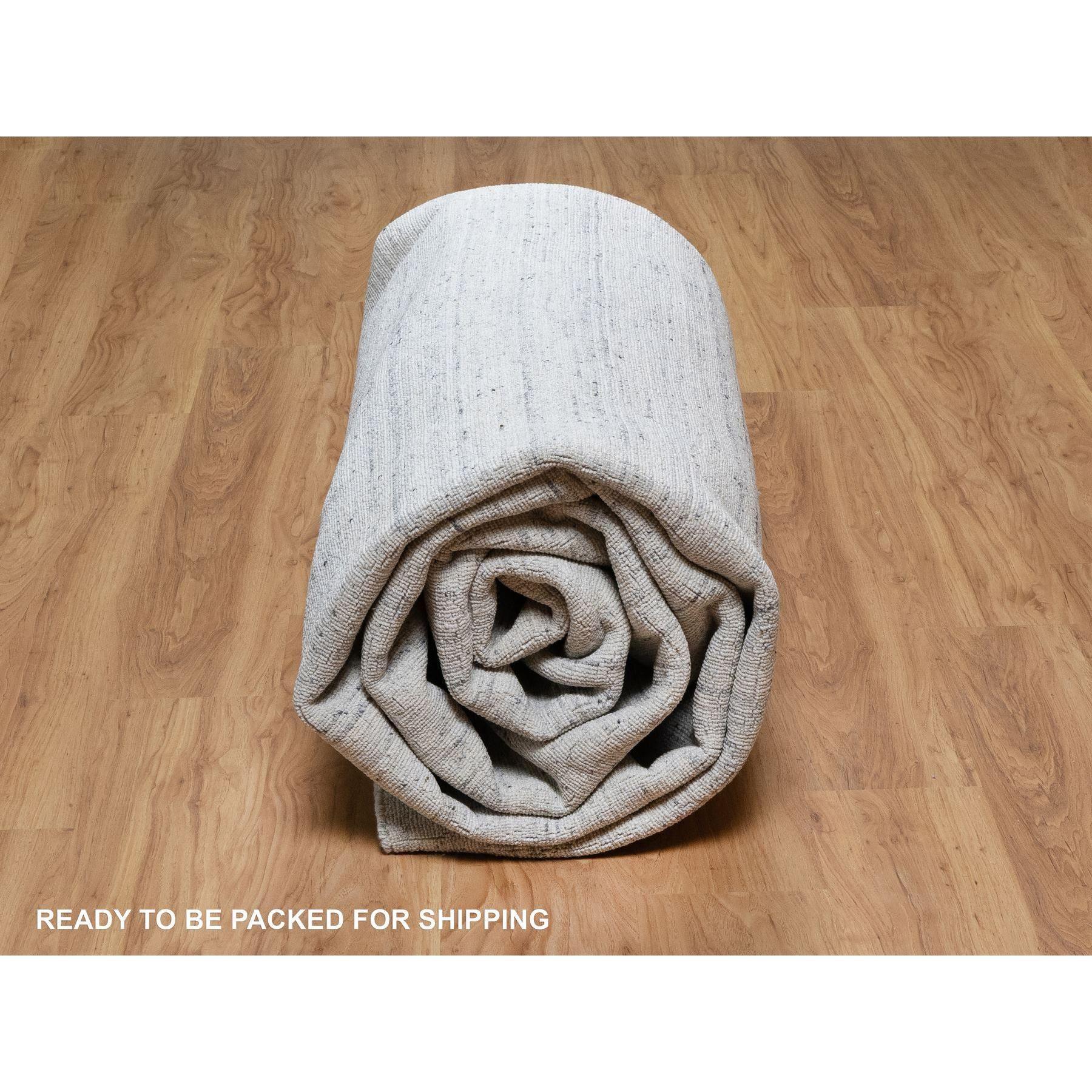 10'x13'10' Frost Gray Hand Loomed Modern Striae Design Tone on Tone Wool Rug For Sale 3