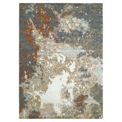 10'x13'10" Grau-Beige Abstrakter handgeknüpfter orientalischer Teppich aus Wolle mit Galaxy-Design