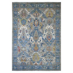 10'x13'10" Gray Hand Knotted Peshawar with Geometric Leaf Design Pure Wool Rug
