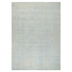 10'x13'10" Gray Wool and Plant Based Silk Jacquard Hand Loomed Tabriz Design Rug