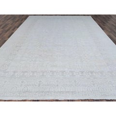 10'x13'10" Ivory Hand Knotted Khotan Pomegranate Luxurious Wool Oriental Rug