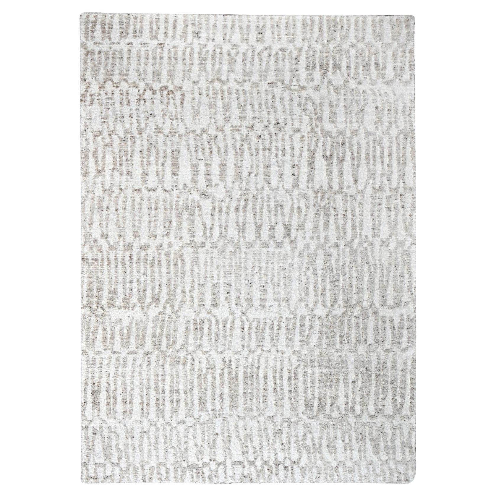 10'x13'10" Elfenbein Minimalist Schwedisches Design Handgeknüpft Reine Wolle Orientteppich im Angebot