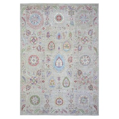 10'x13'10" Light Beige, Soft and Shiny Wool Hand Knotted, Fine Peshawar Rug