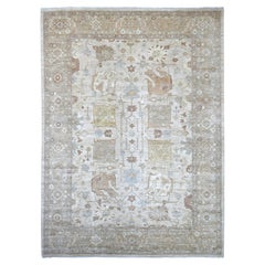 Tappeto Peshawar marrone chiaro, 10'x13'10", in pura lana annodato a mano con motivo su tutta la superficie