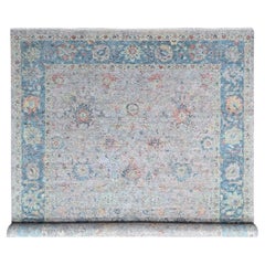 10'x13'10" Light Pink Pure Wool Hand Knotted Ziegler Mahal Design Distressed Rug