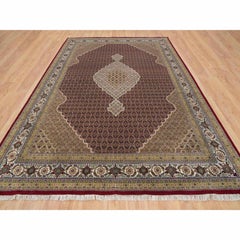10'x13'10" Mahogany Red Tabriz Mahi 175 KPSI Wool Hand Knotted Oriental Rug