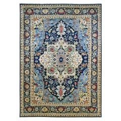 10'x13'10" Navy Blue Aryana Collection Serapi Heriz Hand Knotted All Wool Rug