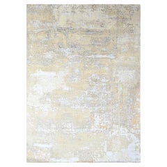 10'x13'10" Oyster Gray Abstract Design Wool and Bamboo Silk Hand Knotted Rug
