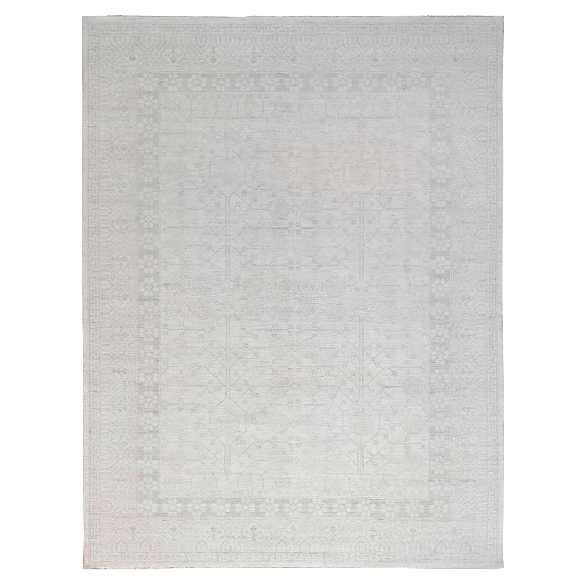 Tapis Peshawar Khotan d'inspiration grenade blanc lavé blanc 10'x13'10"