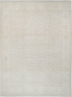 10x13.2 ft Traditional Hand Knotted Beige Wool Area Rug for Large Living Room