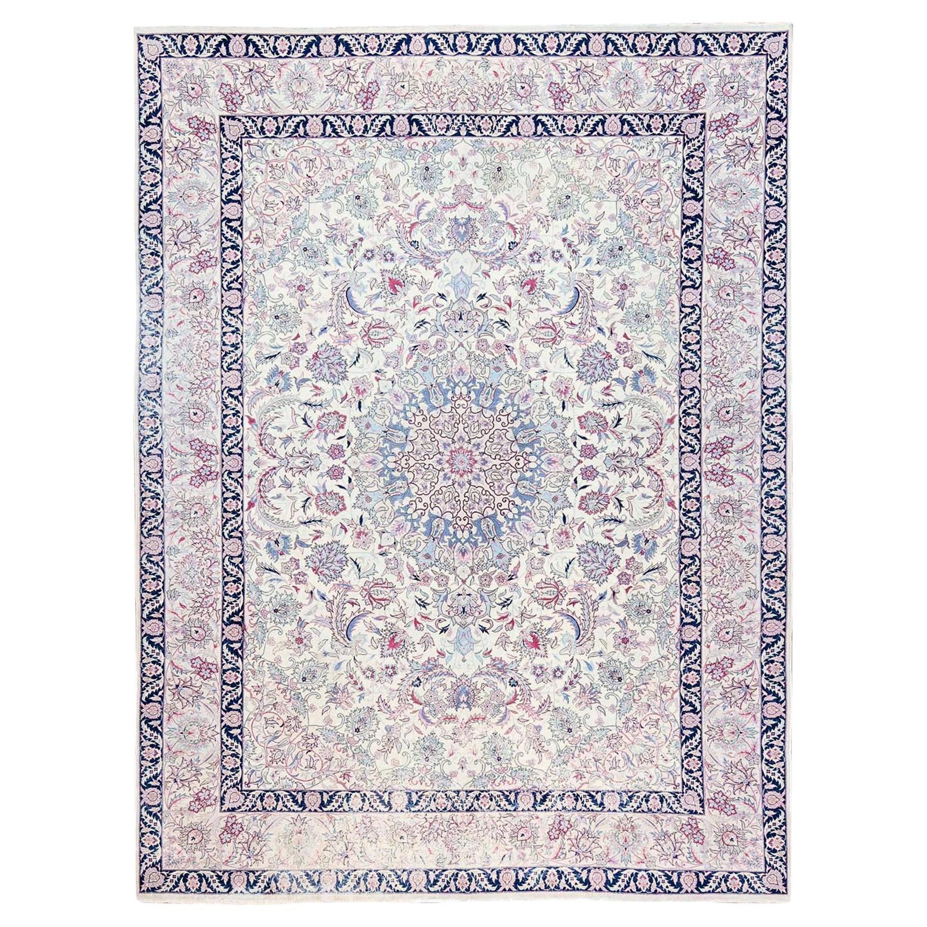 10
x13
2" Avorio Vintage Sino Tabriz Pulito e morbido Tappeto in pura lana annodato a mano