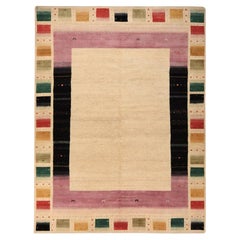 10'x13'2" Tappeto colorato bianco pergamena Lori Buft Gabbeh 100% lana annodato a mano