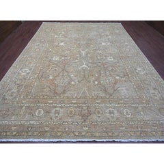 10'x13'3" Light Brown Hand Knotted Peshawar with Bijar Garus Design All Wool Rug