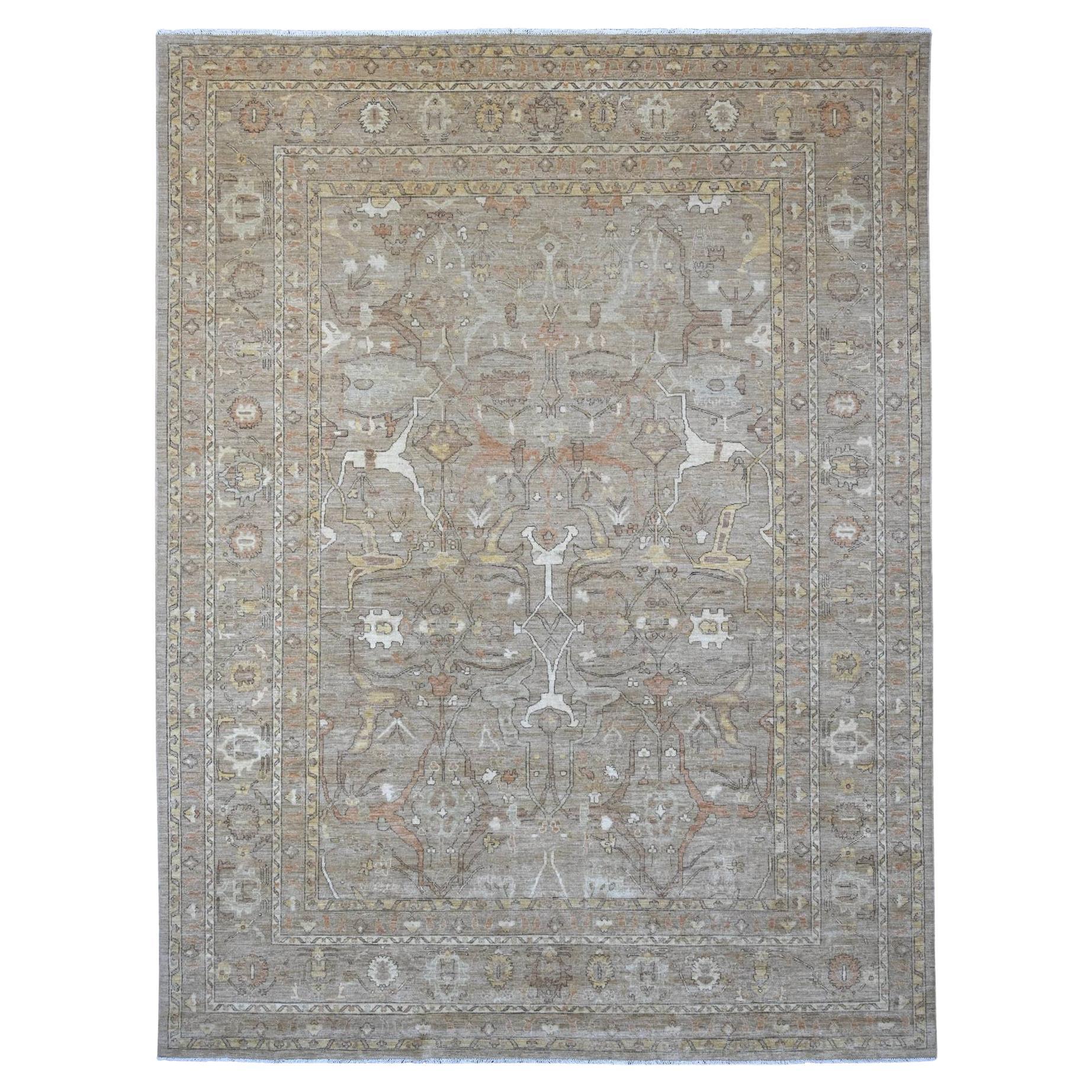 10
x13
3" Light Brown Hand Knotted Peshawar with Bijar Garus Design All Wool Rug