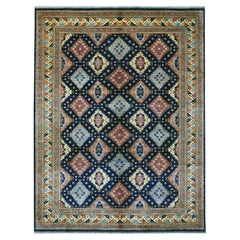 10
x13
3" Tappeto afghano blu navy Ersari con disegno geometrico annodato a mano in pura lana