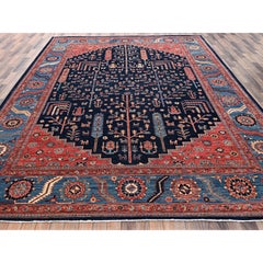 10'x13'4" Blue Aryana Grade Cypress and Willow Tree Design Hand Knotted Wool Rug