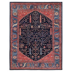 10'x13'4" Blue Aryana Grade Cypress and Willow Tree Design Hand Knotted Wool Rug