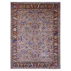 10'x13'4" Stone Gray Peshawar with Heriz All Over Design Hand Knotted Wool Rug