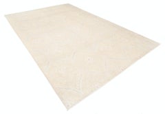 10x13.5 ft Tapis turc géométrique noué à la main, Tapis décoratif en laine beige