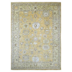 10'x13'5" Golden Yellow Hand Knotted Afghan Angora Oushak Pure Wool Oriental Rug
