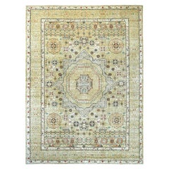 10'x13'5" Verde 14° secolo Dinastia Mamluke Pattern Annodato a mano Tappeto in Lana Morbida