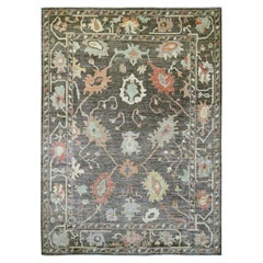 10'x13'5" Mocha Brown Afghan Angora Oushak Leaf Design Hand Knotted All Wool Rug