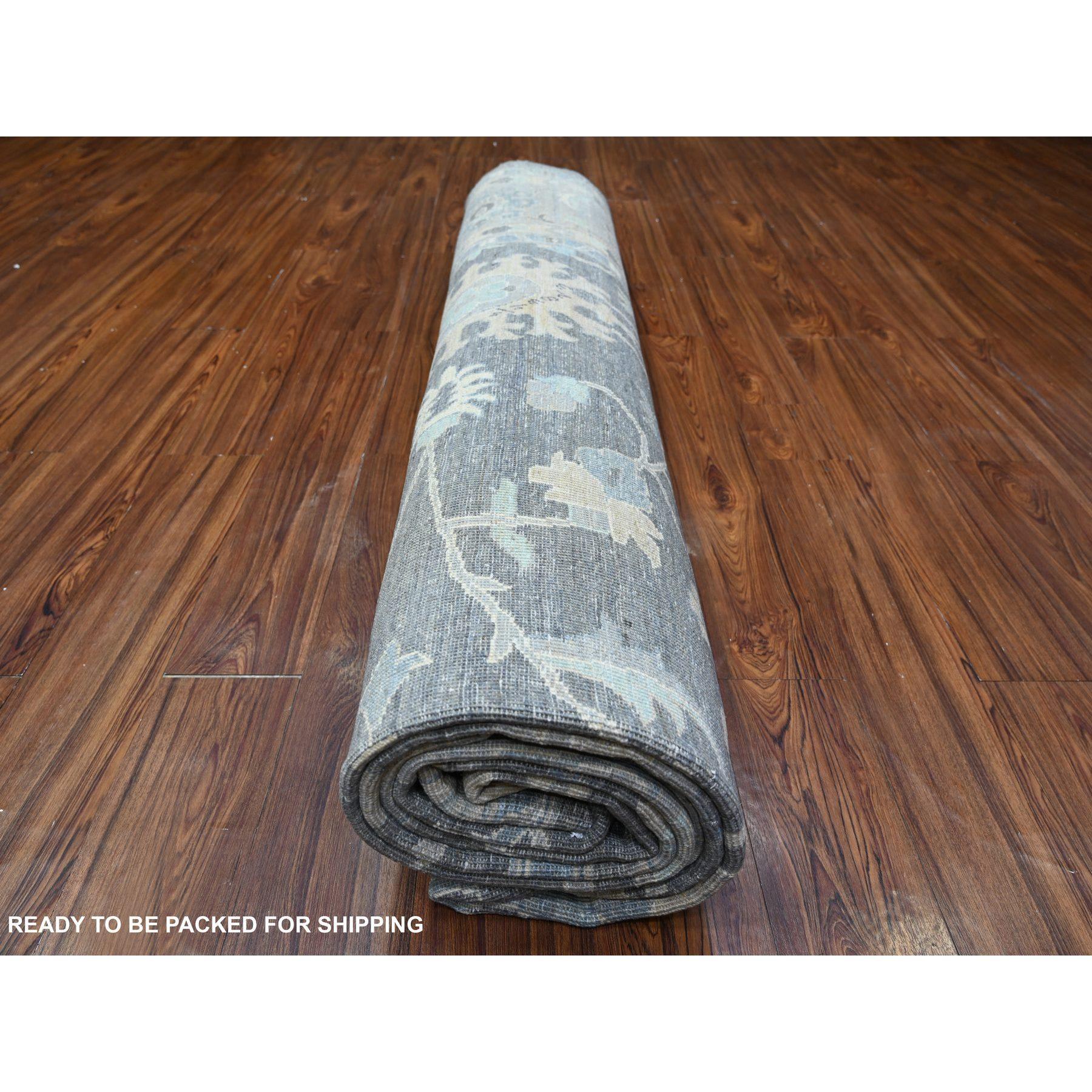 Tapis oriental noué à la main Kendall gris anthracite Peshawar Mahal Design 10'x13'6