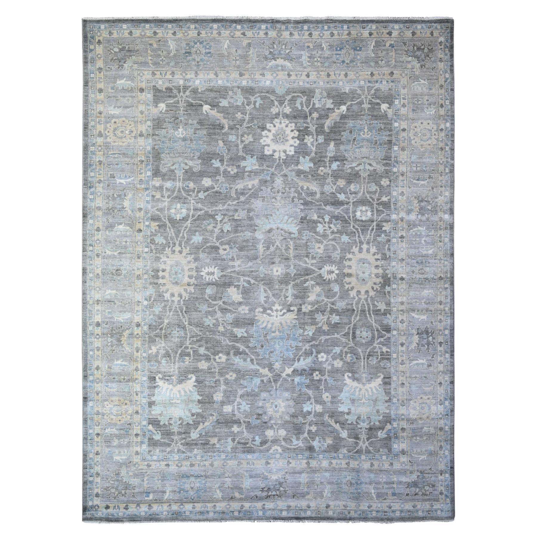 Tapis oriental noué à la main Kendall gris anthracite Peshawar Mahal Design 10'x13'6"