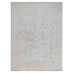 10'x13'6" Alfombra Murmur Azul Anudada a Mano de Lana Khotan Diseño Repetitivo de Granadas