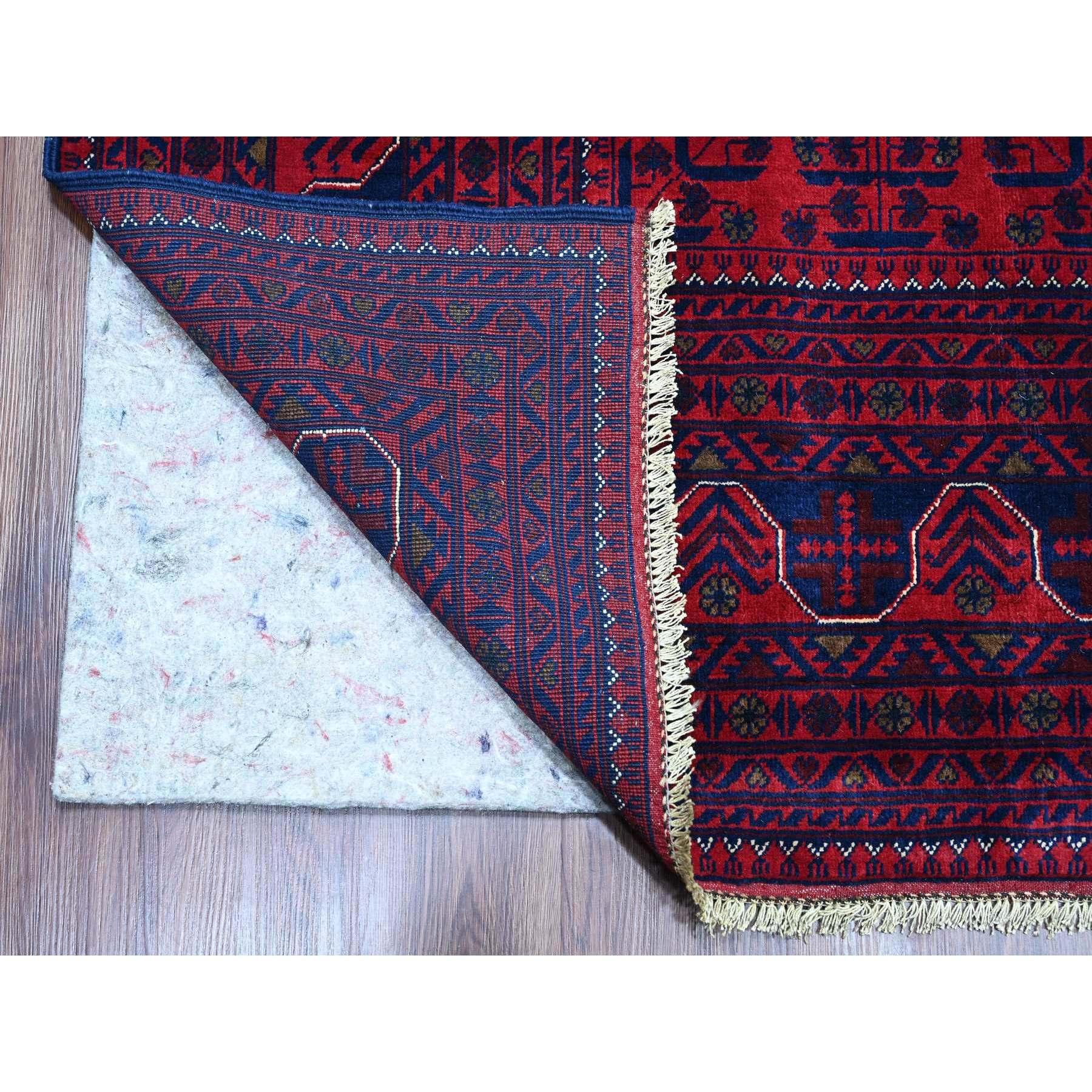 Afghan Tapis rouge afghan Khamyab noué à la main à motif d'étoiles récurrentes 10'x13'6