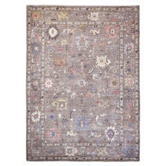 10'x13'7" Cedar Brown Pure Wool Afghan Angora Oushak Hand Knoted Oriental Rugs