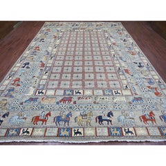 10'x13'7" Gray Aryana Grade Peshawar with Pazyryk Design Hand Knotted Wool Rug