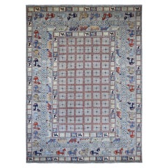 10'x13'7" Gray Aryana Grade Peshawar with Pazyryk Design Hand Knotted Wool Rug
