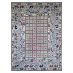 10'x13'7" Gray Aryana Grade Peshawar with Pazyryk Design Hand Knotted Wool Rug