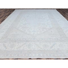 10'x13'7" Promenade White Hand Knotted White Wash Peshawar Chobi Wool Rug