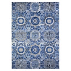 10'x13'8" Blau Mamluke Design Hand geknüpft weiche Wolle Orientteppich