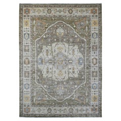 10'x13'8" Cedar Brown Serapi Heriz Revival Ghazni Wool Hand Knoted Oriental Rugs
