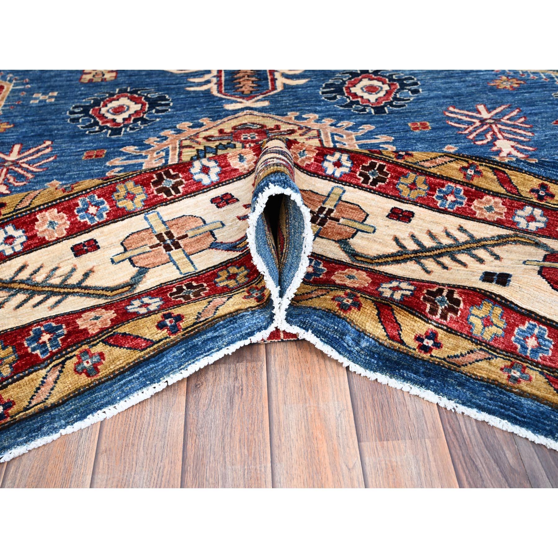 Alfombra Oriental Anudada a Mano de Lana Suave Afgana Super Kazak Azul 10'x13'8 Anudado a mano en venta