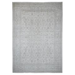 Tapis oriental blanc noué à la main délavé Peshawar Vines Design 10'x13'8"