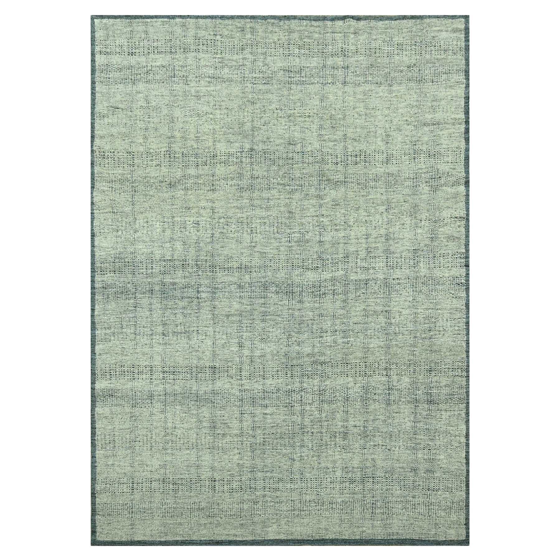 10
x13
9" Blu Distressed Grass Design Tappeto Orientale in Pura Lana Annodato a Mano