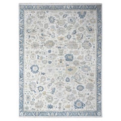 10'x13'9" Chiffon White Hand Knotted Distressed Antiqued Persian Pure Wool Rug